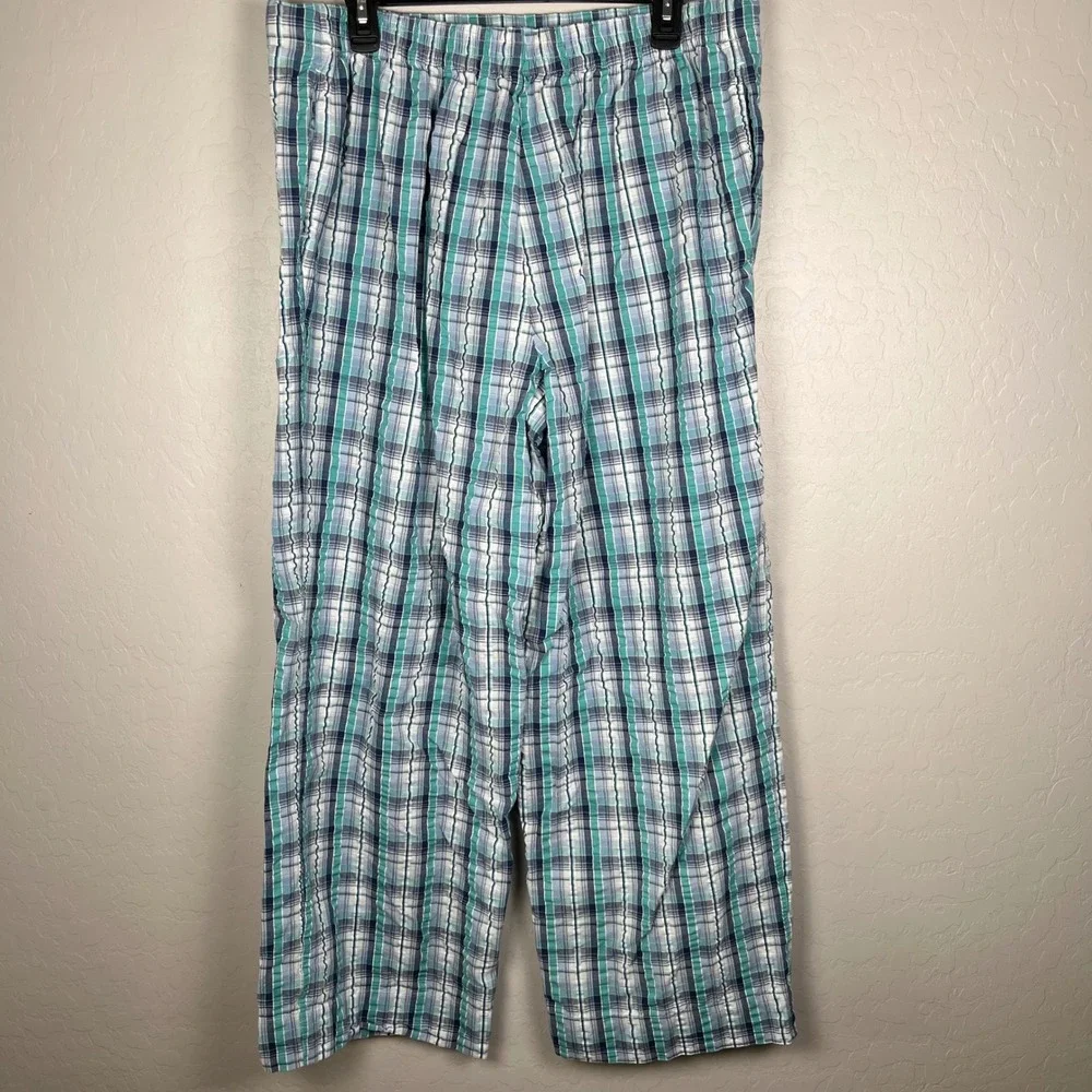 Real‎ Comfort by Chadwick's Plaid Cotton Pajama Pants Women 18W Blue Green White
